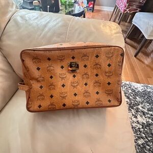 MCM Visetos Cognac Brown Large Cosmetic Pouch Germany